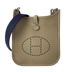 Hermès Evelyn TPM Amazon Shoulder Bag Etoupe Blue Indigo